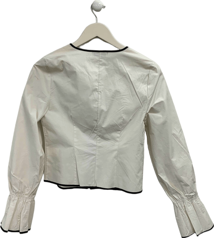 Modström White Long Sleeve Tie Front Blouse Size S - Reliked