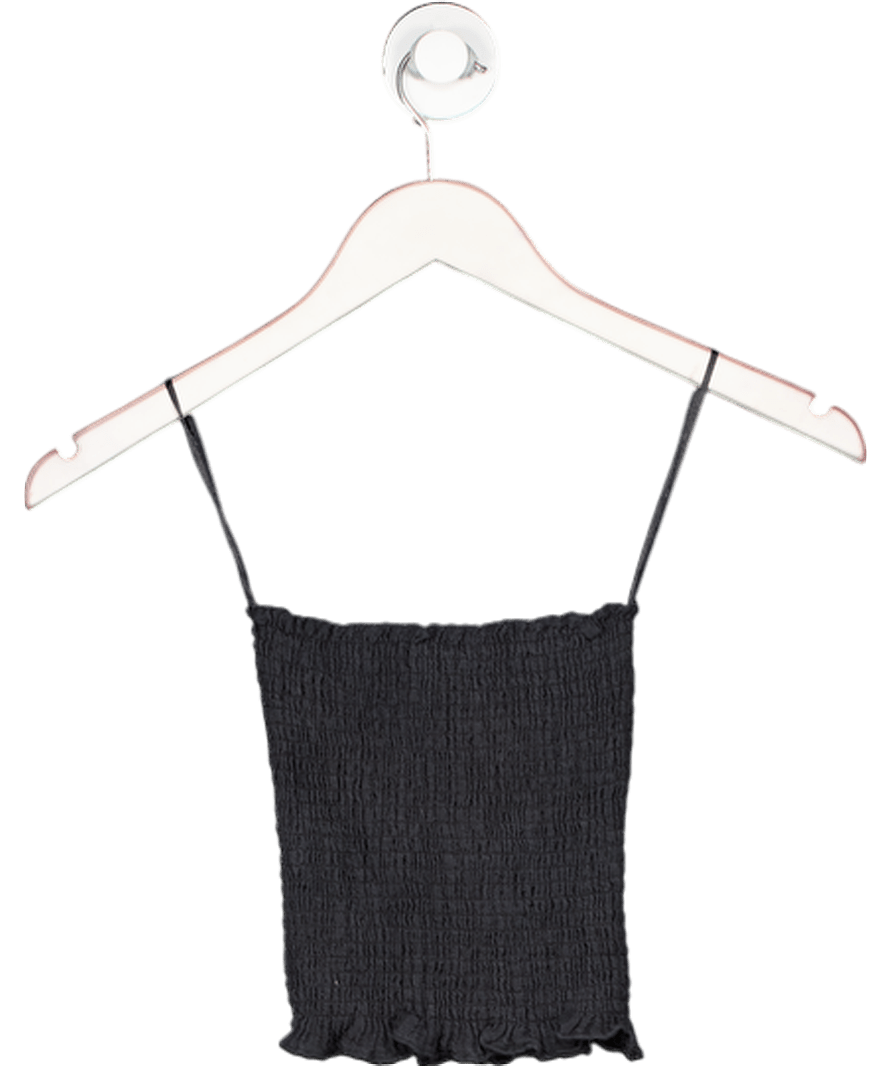 Monday Swimwear Black Shirred Bandeau Top UK XXS - XS - Reliked