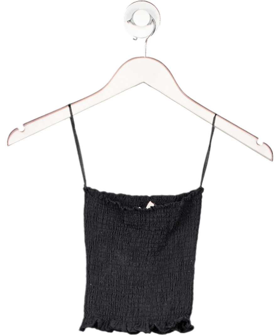 Monday Swimwear Black Shirred Bandeau Top UK XXS - XS - Reliked