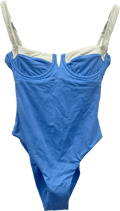 Monday Swimwear Blue Clovelly One Piece Swimming Costume UK S - Reliked