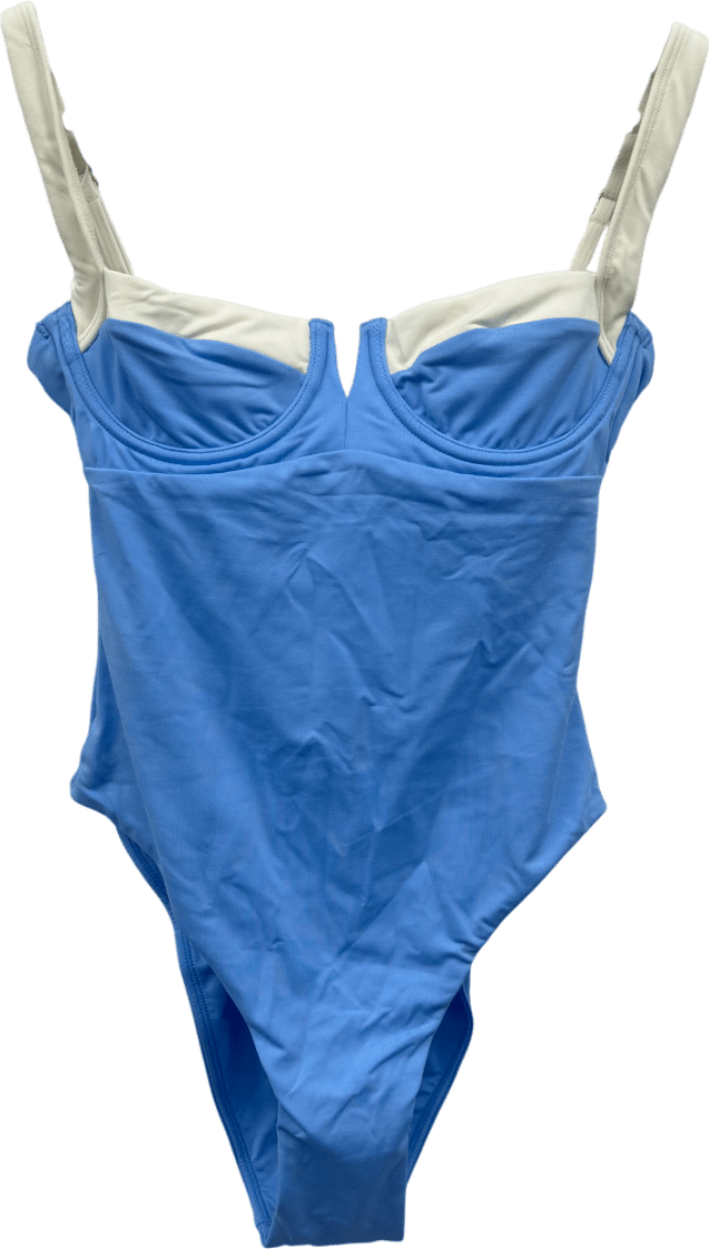 Monday Swimwear Blue Clovelly One Piece Swimming Costume UK S - Reliked