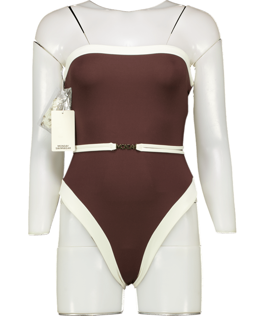 Monday Swimwear Brown Miami One Piece Swimsuit UK S - Reliked