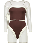 Monday Swimwear Brown Miami One Piece Swimsuit UK S - Reliked