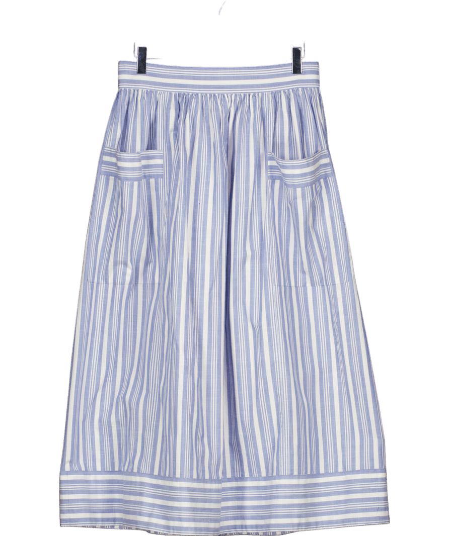 Mondo Corsini Blue Lulu - Tented Stripe Woven Linen Cotton Skirt UK M - Reliked