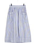 Mondo Corsini Blue Lulu - Tented Stripe Woven Linen Cotton Skirt UK M - Reliked
