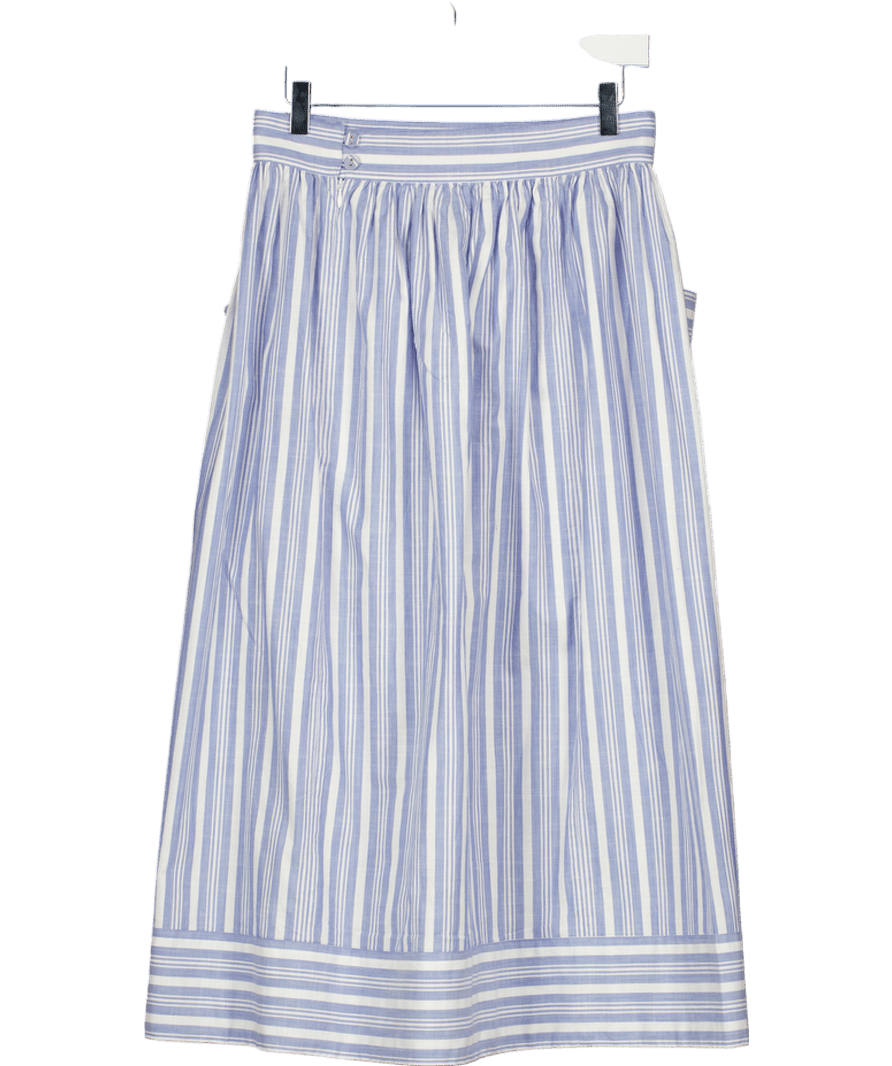 Mondo Corsini Blue Lulu - Tented Stripe Woven Linen Cotton Skirt UK M - Reliked