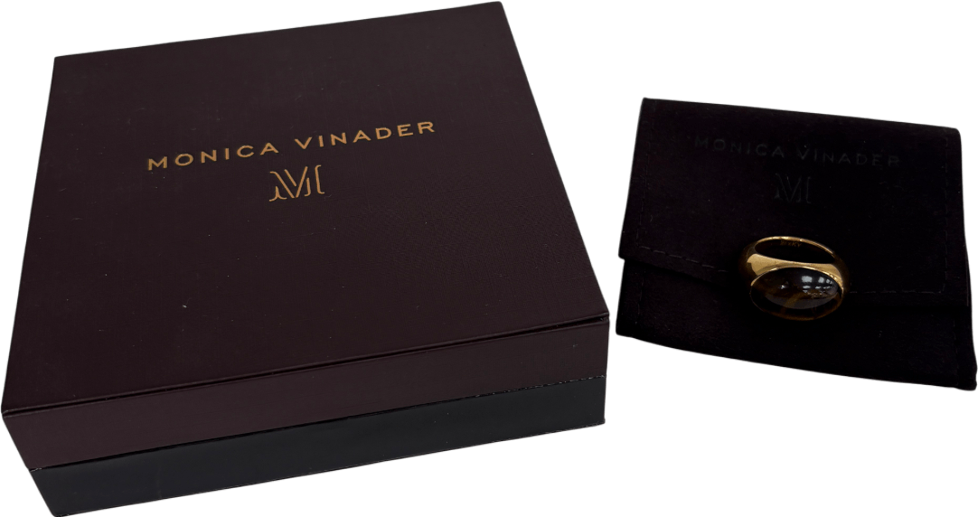 Monica Vinader 18k gold vermeil Kate Young tigers eye Gemstone Ring Size K - Reliked