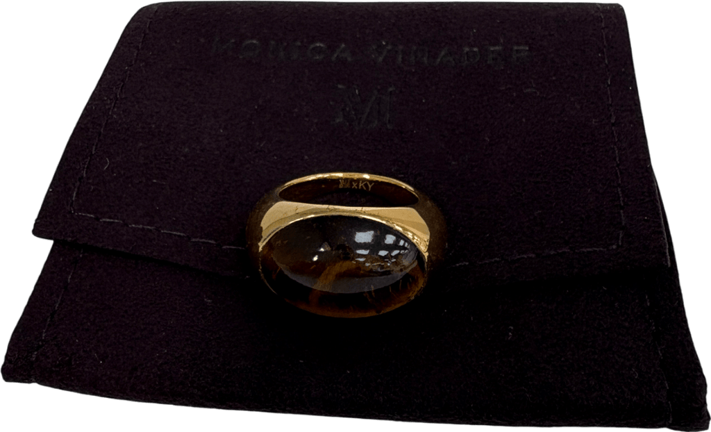 Monica Vinader 18k gold vermeil Kate Young tigers eye Gemstone Ring Size K - Reliked