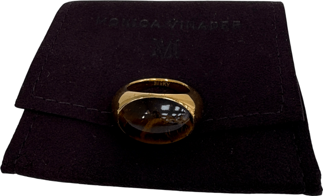 Monica Vinader 18k gold vermeil Kate Young tigers eye Gemstone Ring Size K - Reliked