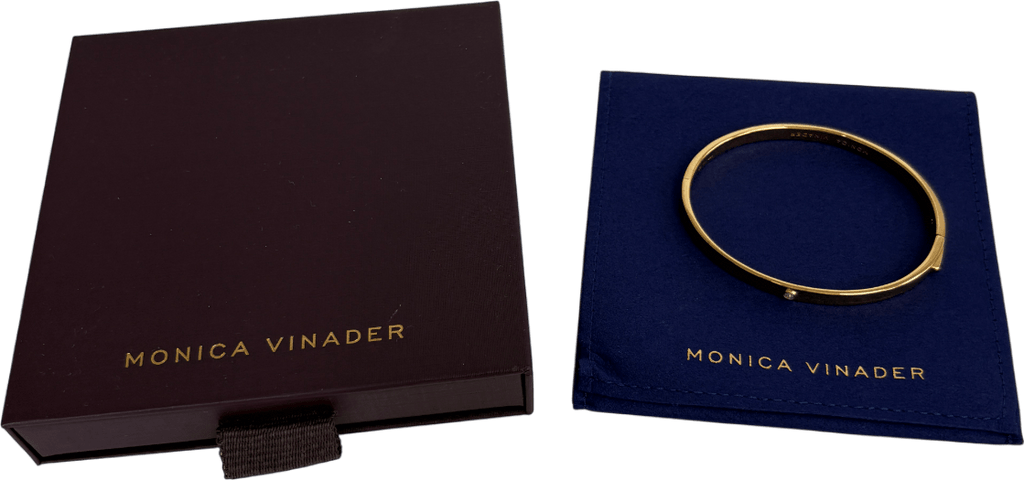 Monica Vinader 18k gold vermeil Solitaire Diamond Bangle Size M - Reliked