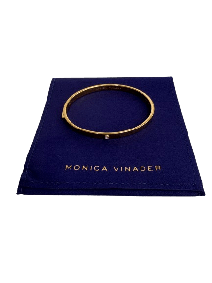Monica Vinader 18k gold vermeil Solitaire Diamond Bangle Size M - Reliked