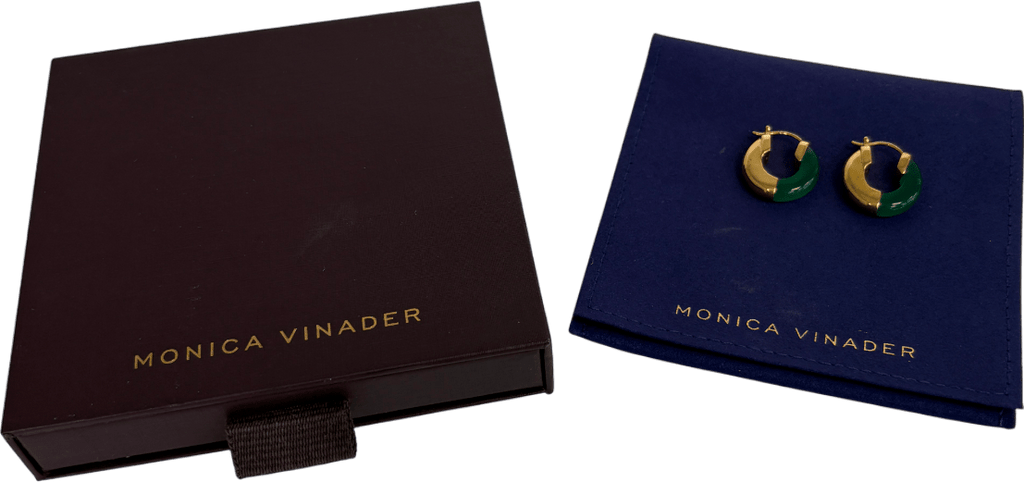 Monica Vinader Green Kate Young Half Gemstone Small Hoop Earrings - Reliked