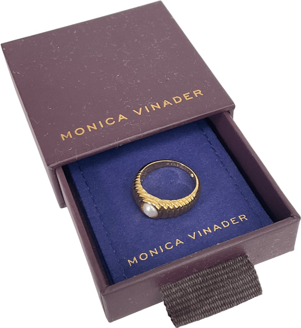 Monica Vinader Metallic Chunky Ring With Pearl Size L - Reliked