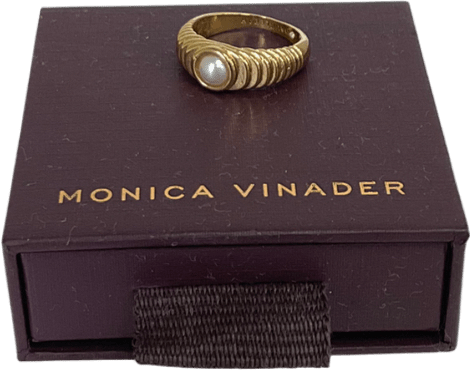 Monica Vinader Metallic Chunky Ring With Pearl Size L - Reliked