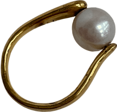 Monica Vinader Nura 18k Gold Vermeil & Round Pearl Ring Size K - Reliked