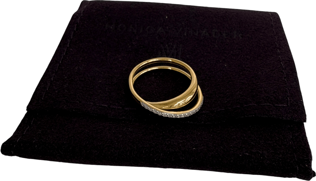 Monica Vinader Nura Wrap 18k gold vermeil & Lab Diamond Ring Size K - Reliked