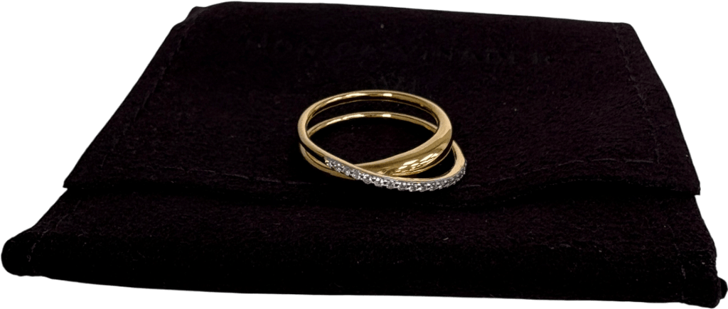 Monica Vinader Nura Wrap 18k gold vermeil & Lab Diamond Ring Size K - Reliked