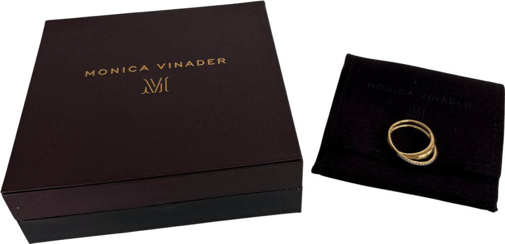 Monica Vinader Nura Wrap 18k gold vermeil & Lab Diamond Ring Size K - Reliked