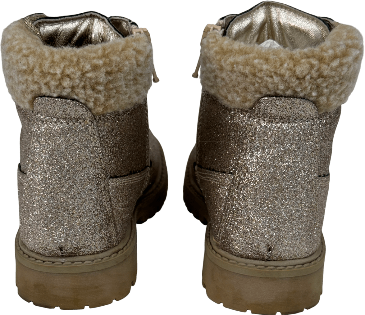 Monnalisa Metallic Gold Glitter Boots UK 11 EU 29 👼 - Reliked