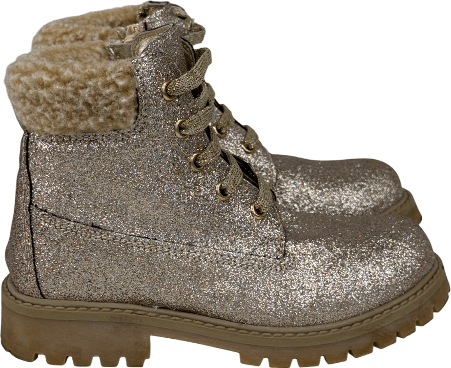 Monnalisa Metallic Gold Glitter Boots UK 11 EU 29 👼 - Reliked