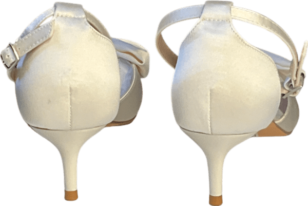 Monsoon Cream Stacy Satin Bow Pointed Toe Heels Ivory UK 7 EU 40 👠 - Reliked