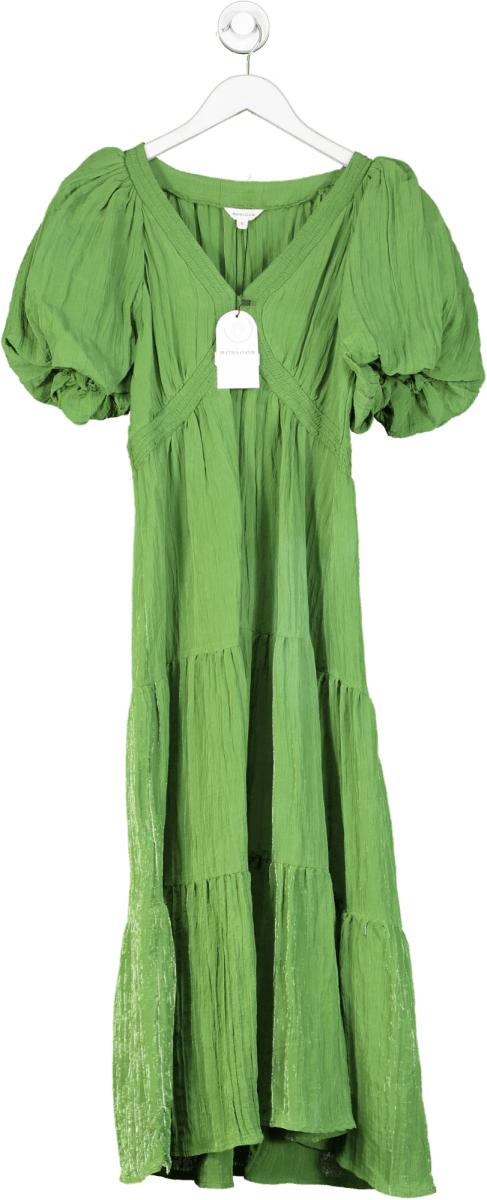 Monsoon Green Tea Midi Dress UK M - Reliked