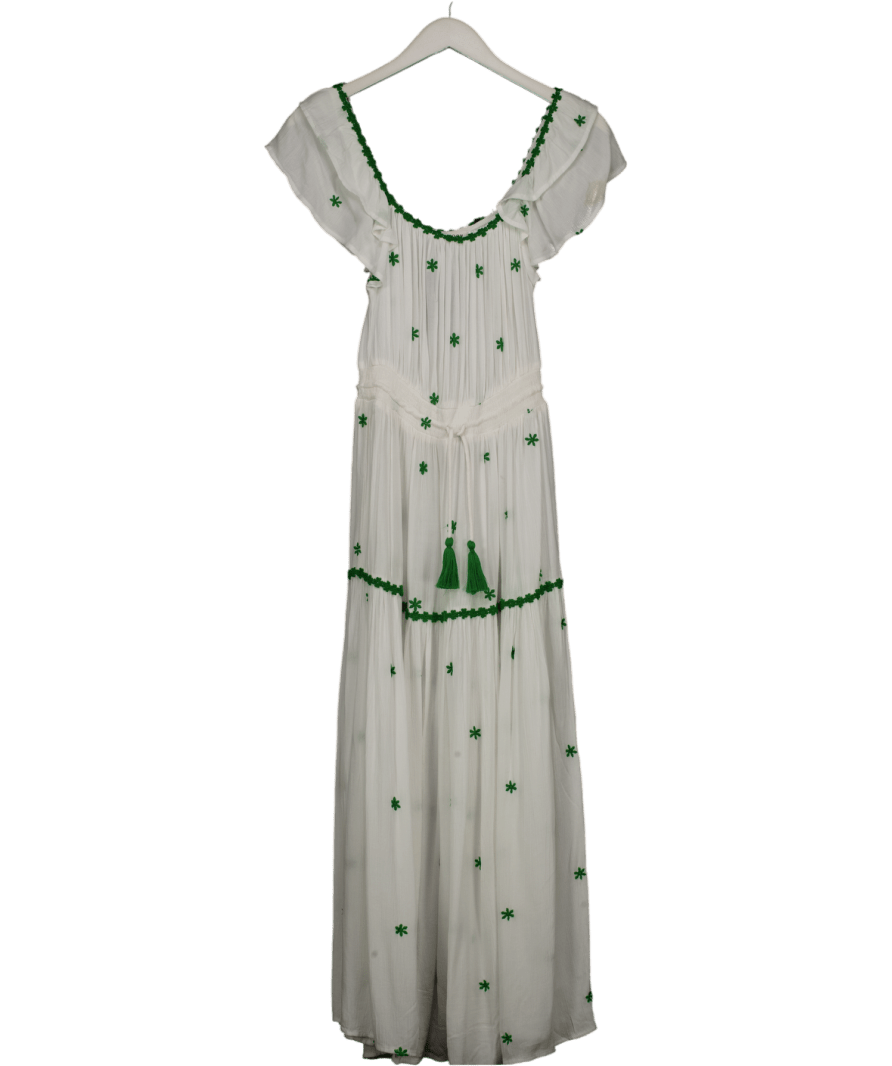 Monsoon Isabelle Embroidered Square Neck Midi Dress White UK S - Reliked