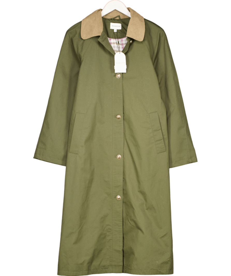 Monsoon Lucy Trench Coat Green UK S - Reliked