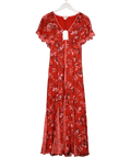 Monsoon Red Tallie Floral Cape Maxi Dress UK 8 - Reliked