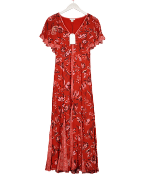 Monsoon Red Tallie Floral Cape Maxi Dress UK 8