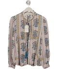 Monsoon White Elora Floral Stripe Tie Blouse Ivory UK S - Reliked