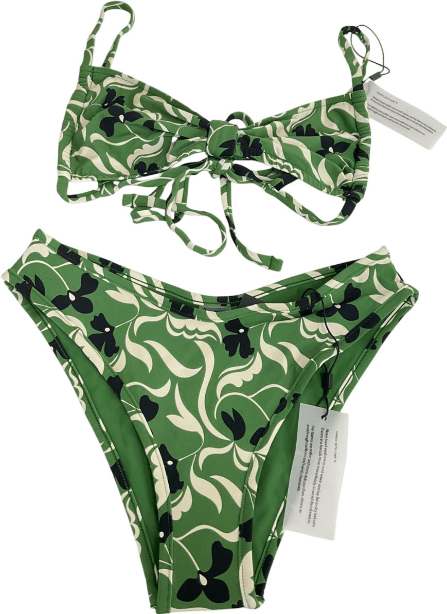Montce Swim Green Veronica Floral Hayden Bikini Set UK S - Reliked