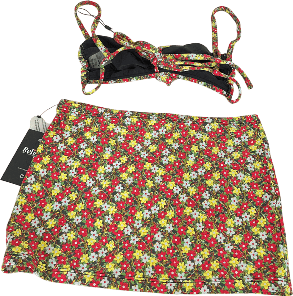 Montce Swim Multicoloured Rosa Devin Bikini Top And Skirt UK S - Reliked