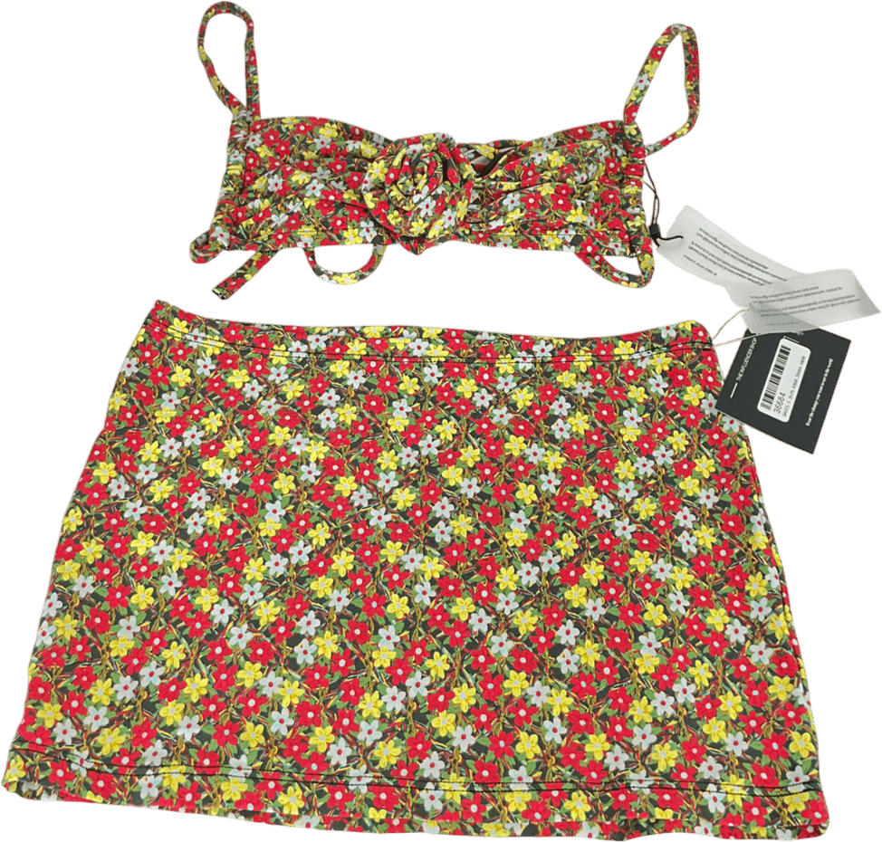 Montce Swim Multicoloured Rosa Devin Bikini Top And Skirt UK S - Reliked