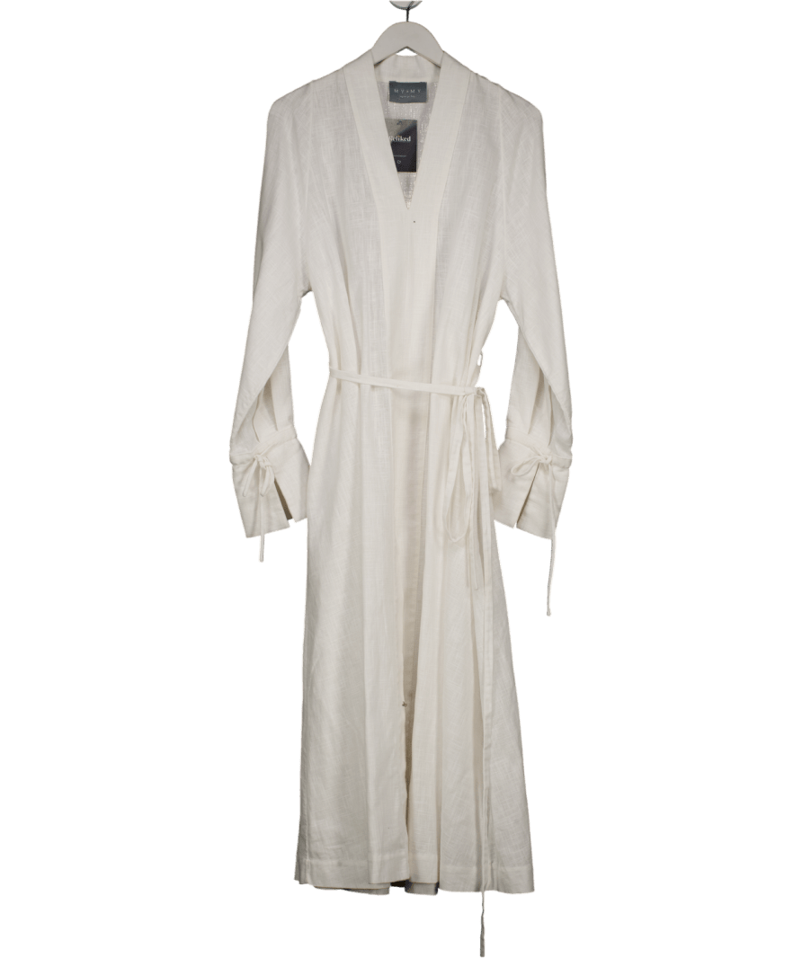 More of You White 100% Linen Long Sleeve Dress One Size - Reliked