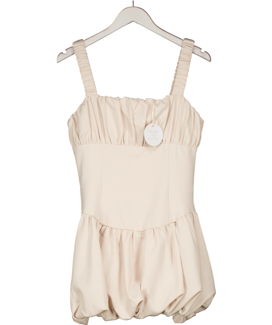 MORE TO COME Cream Ruched Bubble Hem Mini Dress UK M - Reliked