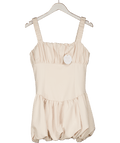 MORE TO COME Cream Ruched Bubble Hem Mini Dress UK M - Reliked