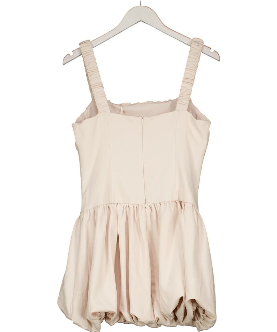 MORE TO COME Cream Ruched Bubble Hem Mini Dress UK M - Reliked