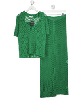 MORE TO COME Green Rue Crochet Top And Trousers Set UK S - Reliked
