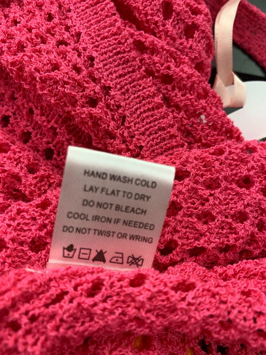 More To Come Pink Crocheted Floral Dress UK XS - Reliked