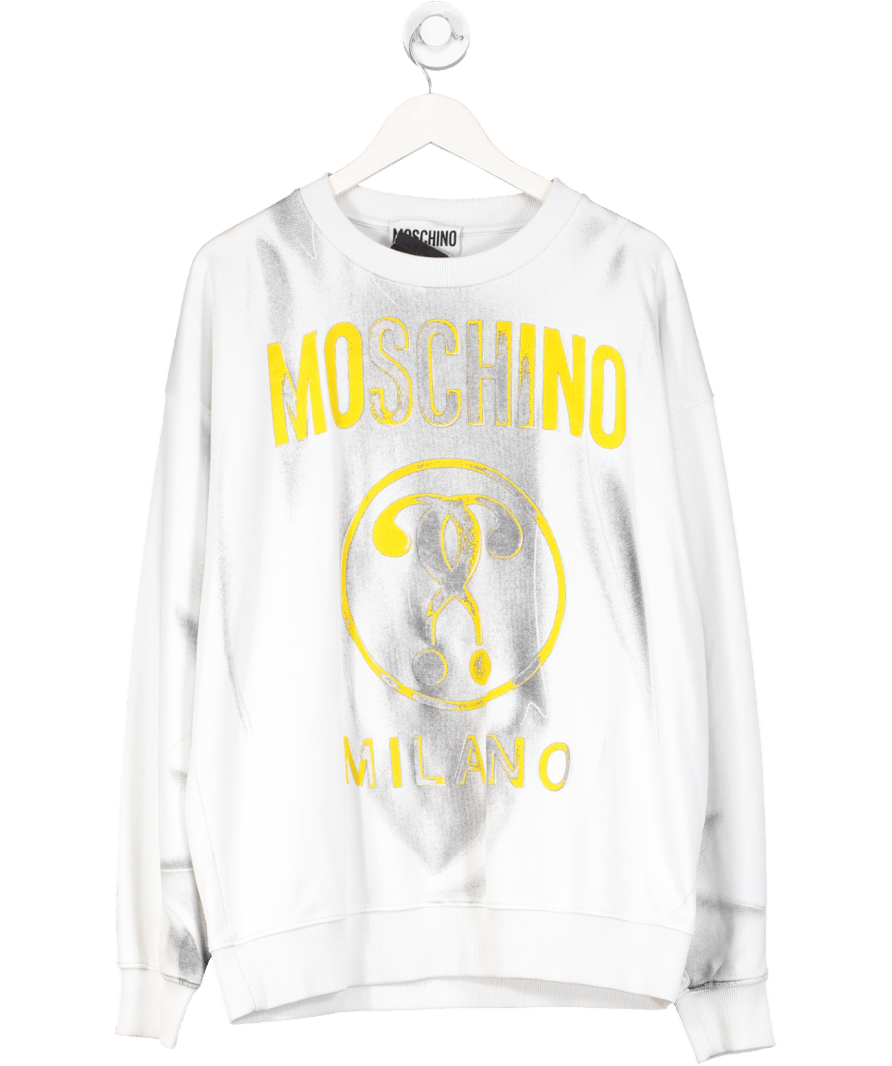 Moschino White Milano Logo Sweatshirt UK 42" CHEST - Reliked