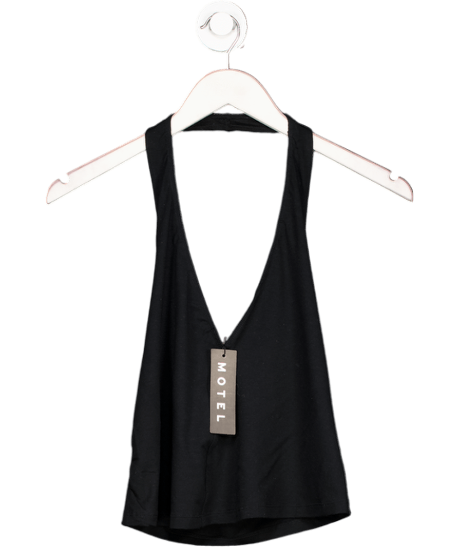 Motelrocks Black Madge Halter Neck Top UK XS - Reliked