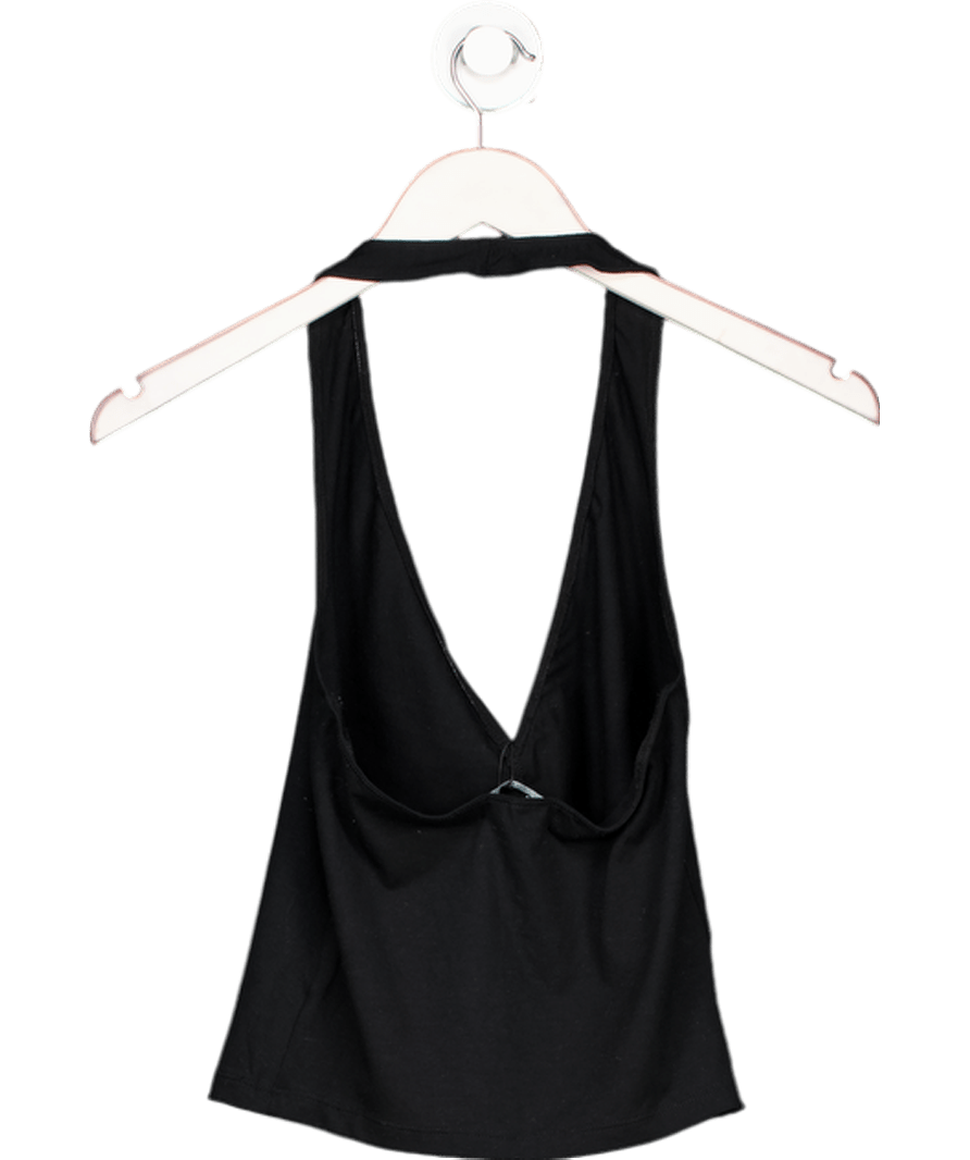 Motelrocks Black Madge Halter Neck Top UK XS - Reliked