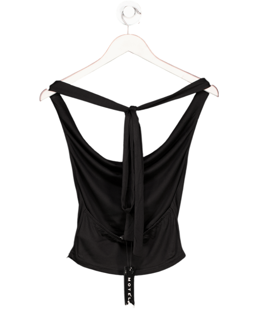 Motelrocks Black Menora Cowl Neck Top UK XS - Reliked