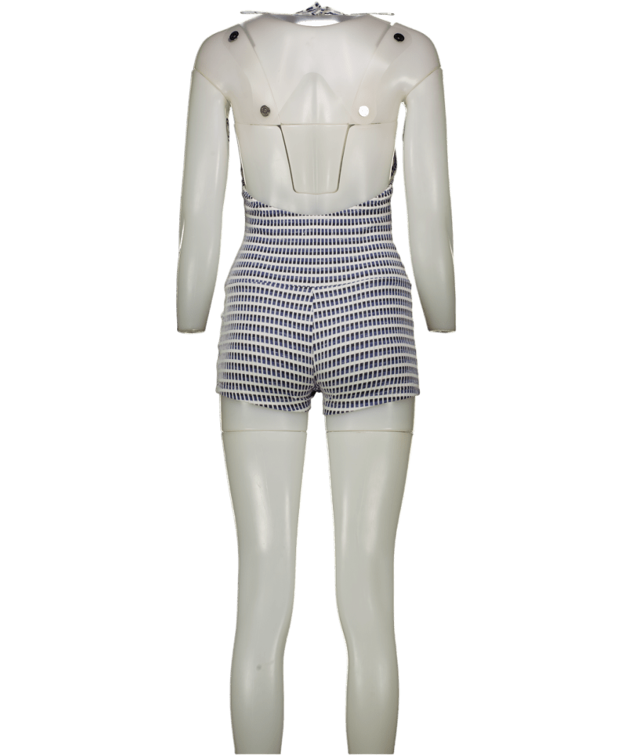 Motelrocks Blue Elvio Playsuit In Rib Stripe UK XS - Reliked