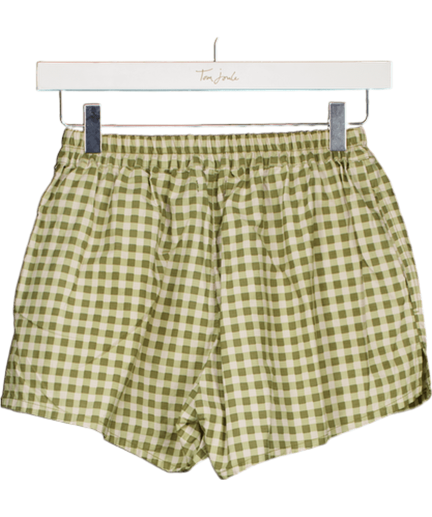 Motelrocks Green Olive Gingham Laboxe Shorts UK XS - Reliked