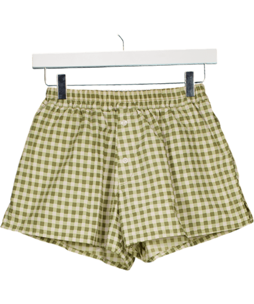 Motelrocks Green Olive Gingham Laboxe Shorts UK XS - Reliked