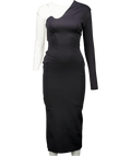 Mother Of All Black Scarlet One - shoulder Stretch - woven Midi Dress UK XS - Reliked