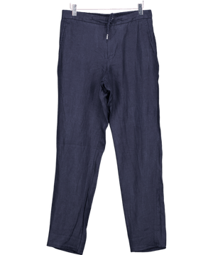 Mr Porter Blue Linen Drawstring Tapered Trousers W30
