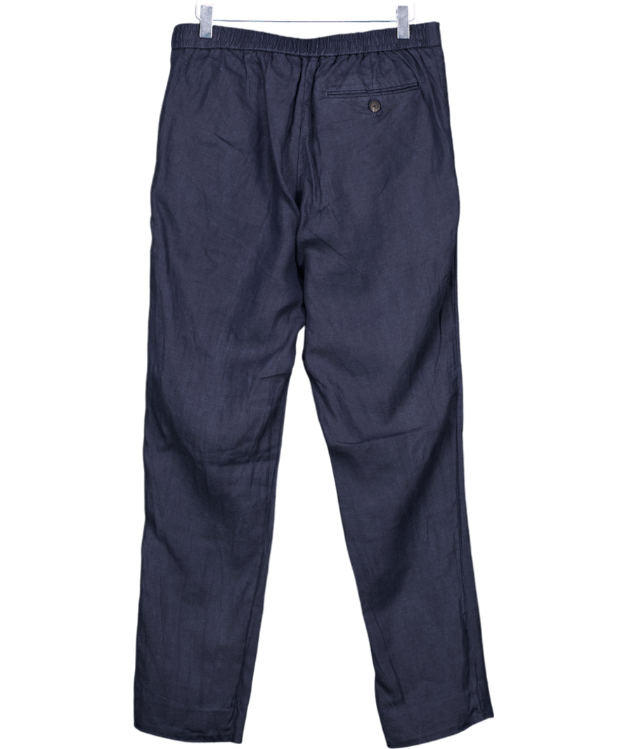 Mr Porter Blue Linen Drawstring Tapered Trousers W30 - Reliked